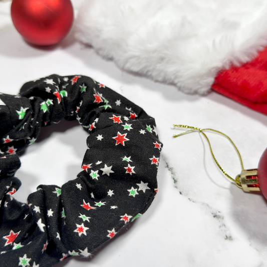 Black Christmas Stars Regular Scrunchie