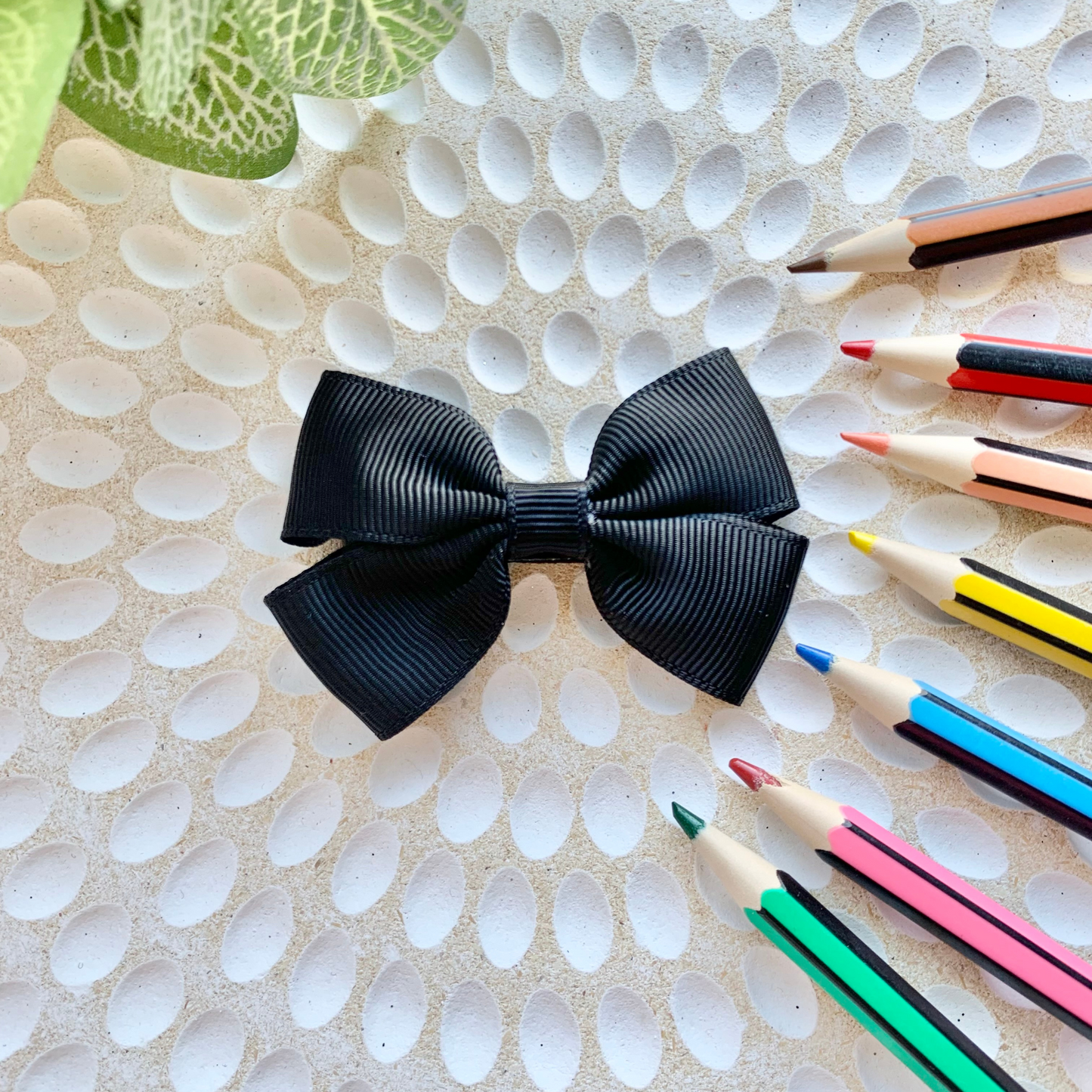 School Solid Colour Double Bow Hair Clips