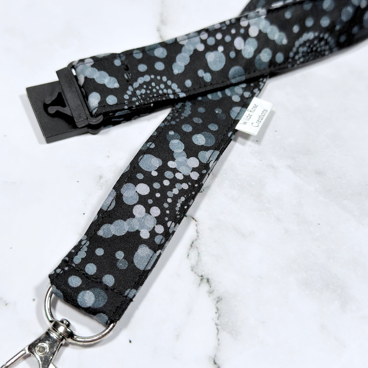 Black & Grey Spots Lanyards with Breakaway Clasp