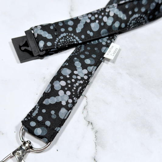 Black & Grey Spots Lanyards with Breakaway Clasp