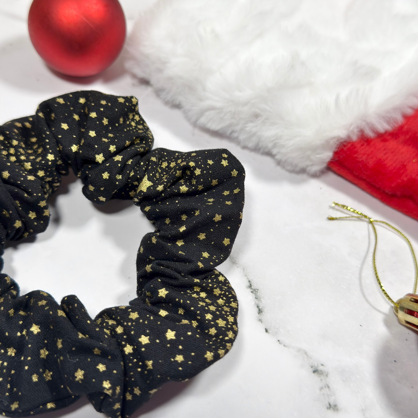 Black with Gold Starburst Regular Scrunchie