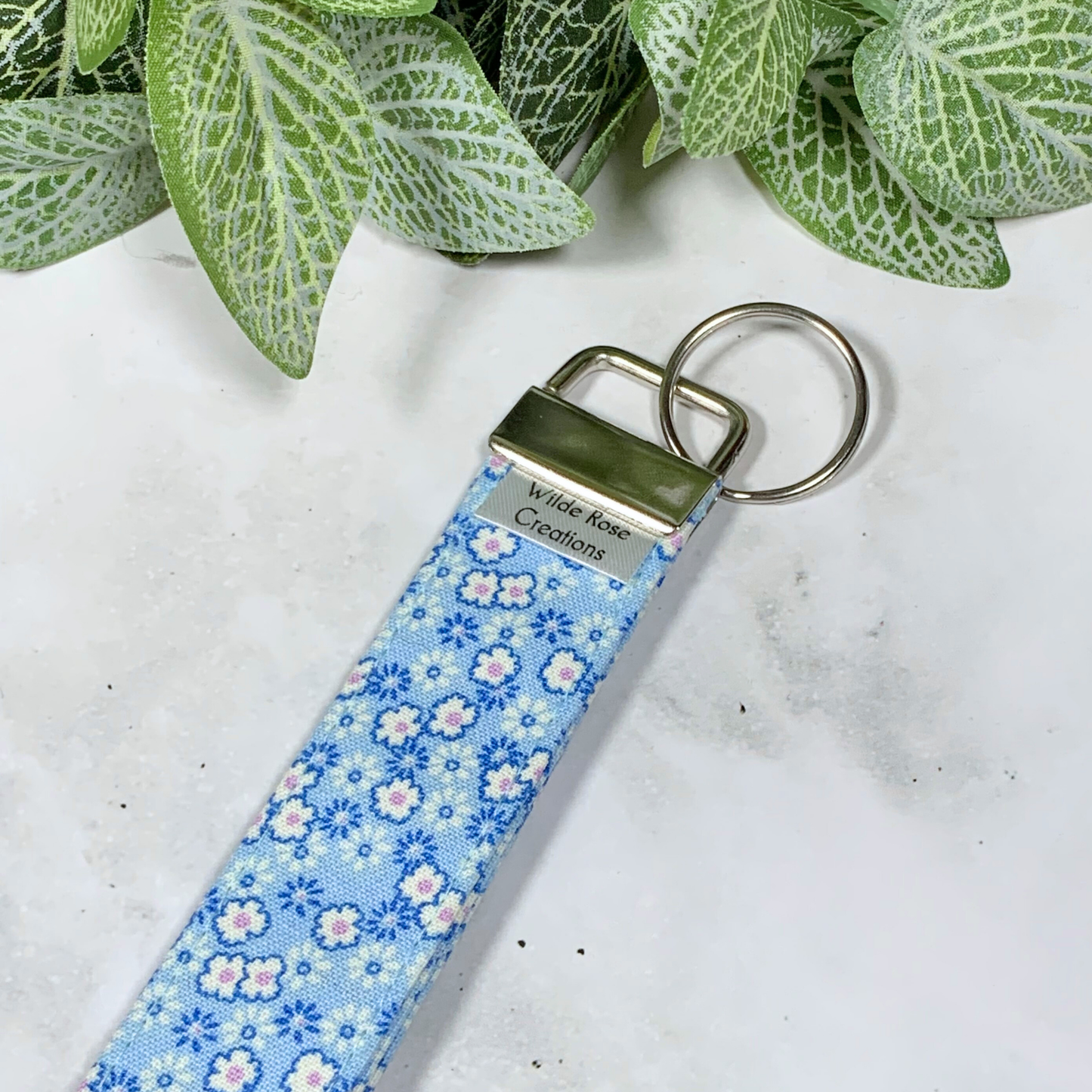 Blue Floral Wristlet