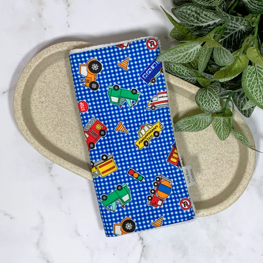 Blue Gingham Vehcles Face Washer