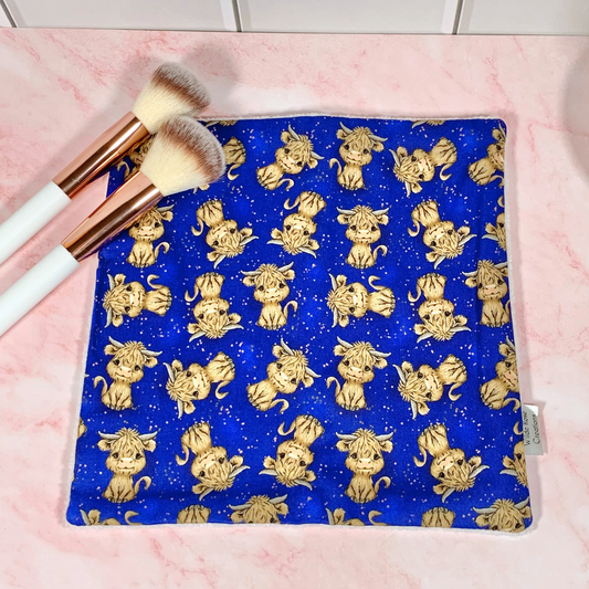 Blue Highland Cow Face Washer