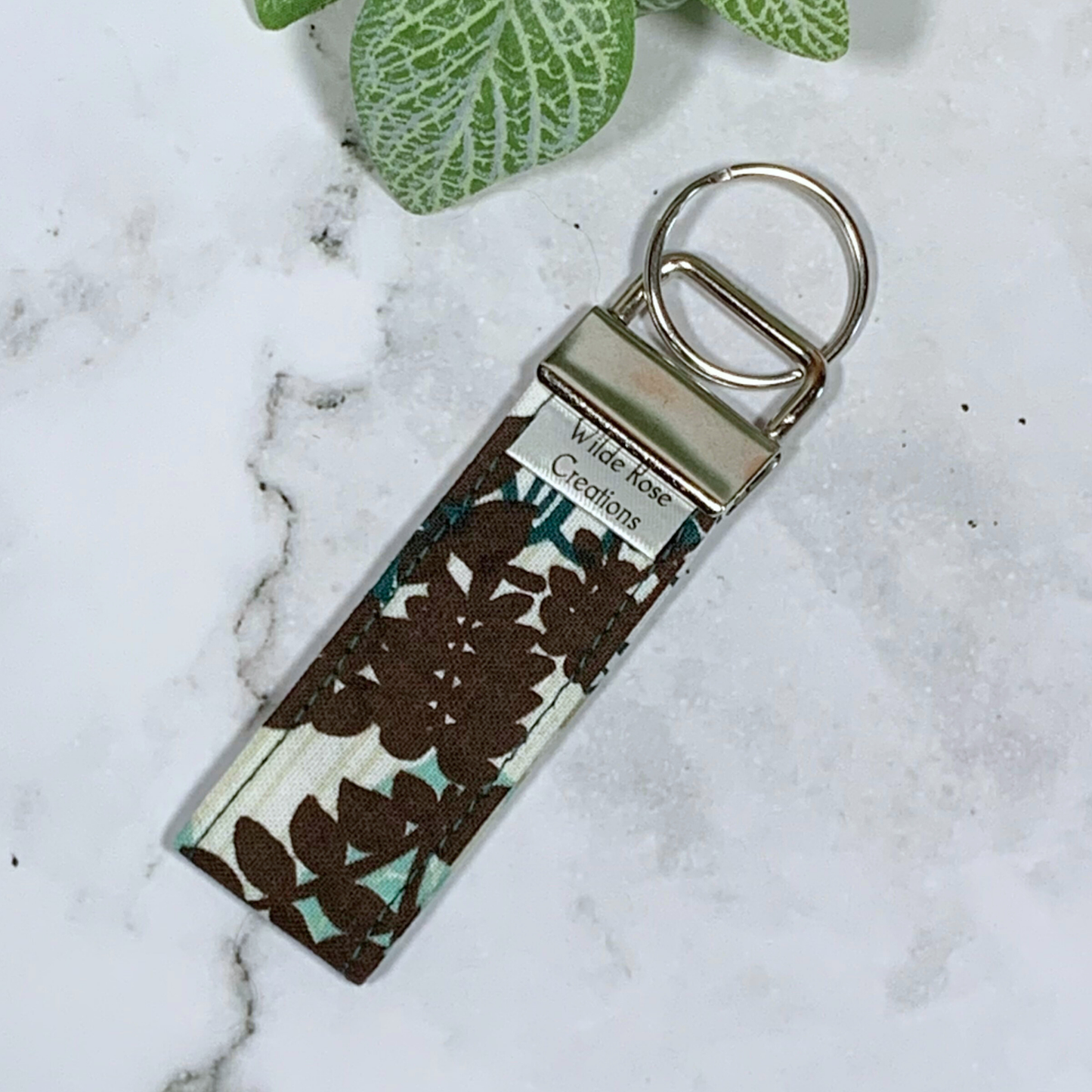 Brown Leaves Fabric Keyring
