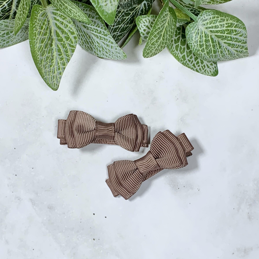 Choc Chip Mini Layered Bow Hair Clips - set of 2