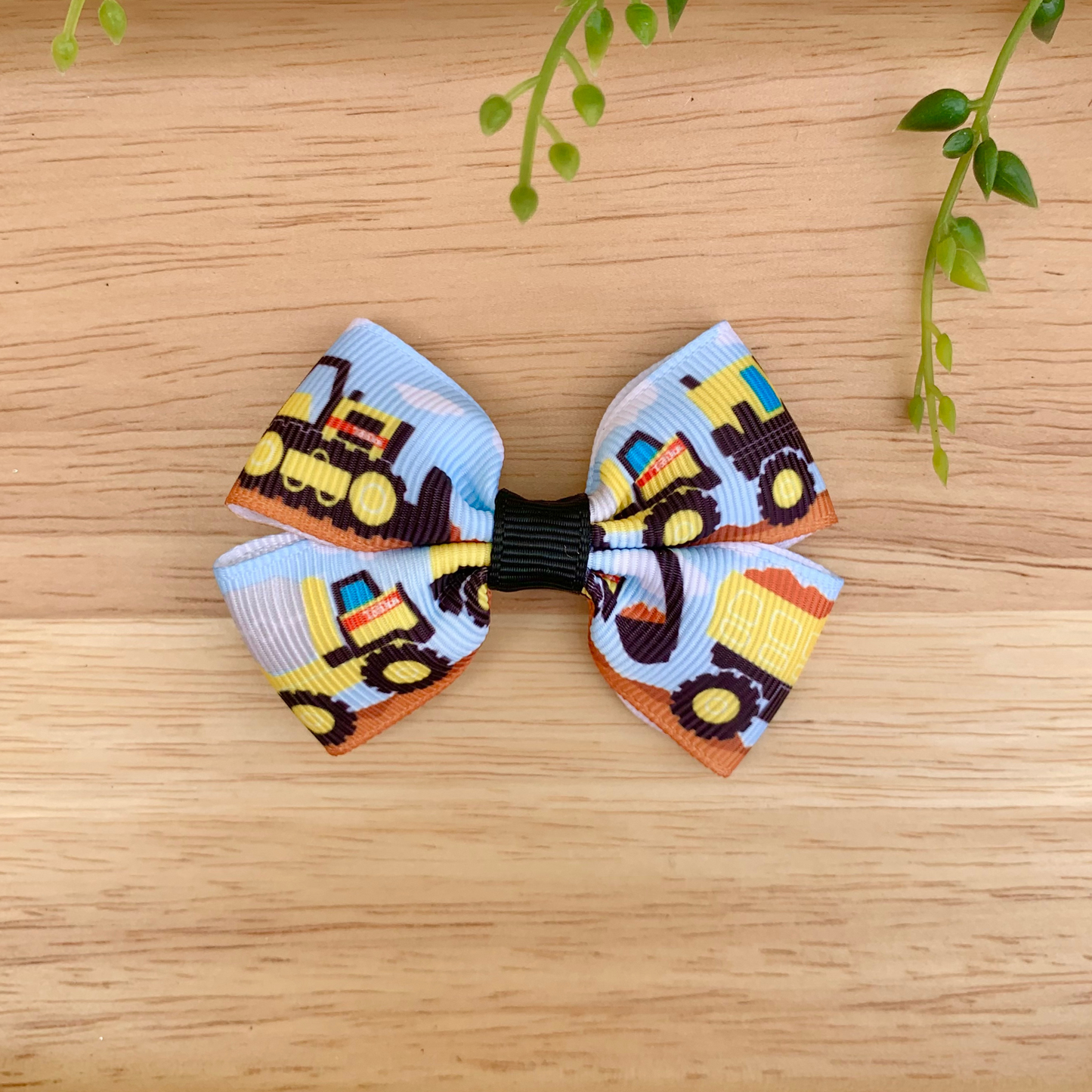 Construction Vehicles Double Bow Hair Clip