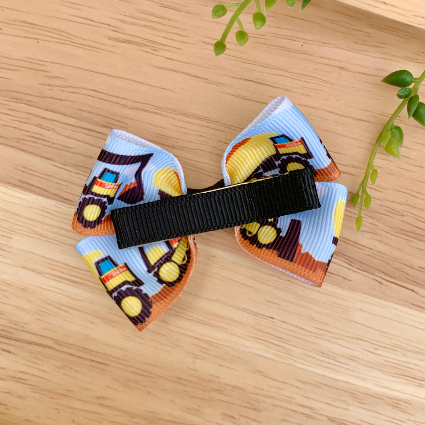 Construction Vehicles Double Bow Hair Clip