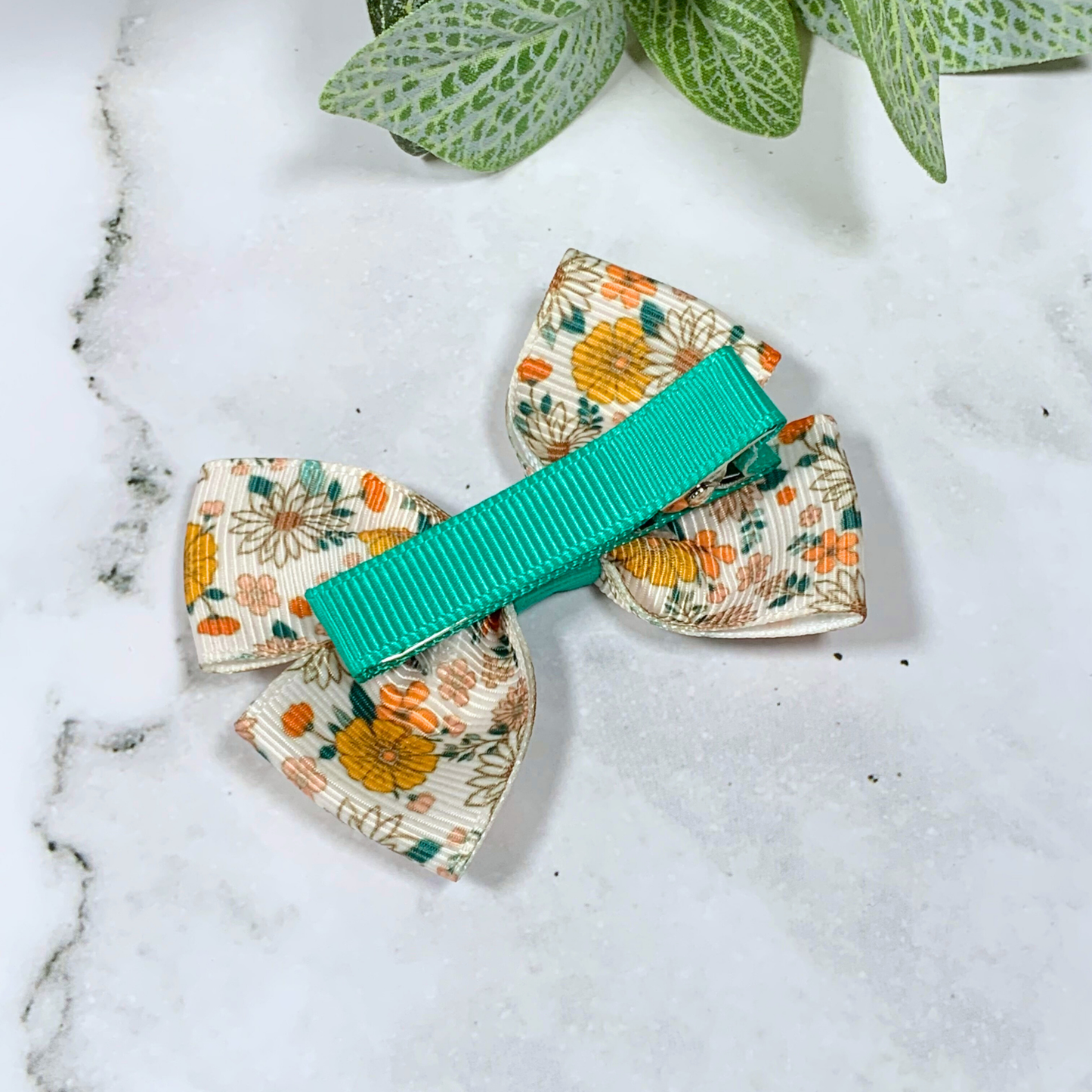 Cottage Floral Small Bow Hair Clip