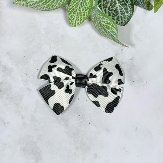Cow Print Small Bow Hair Clip