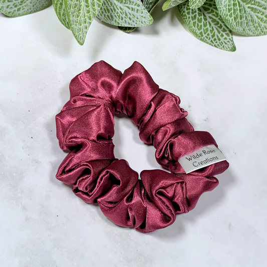 Cranberry Satin Petite Scrunchie