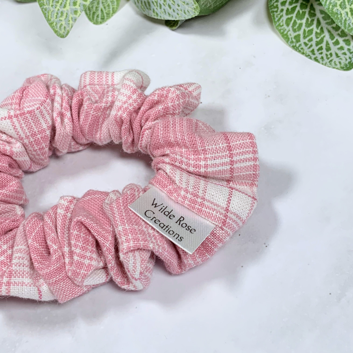 Dusty Pink Plaid Petite Scrunchie