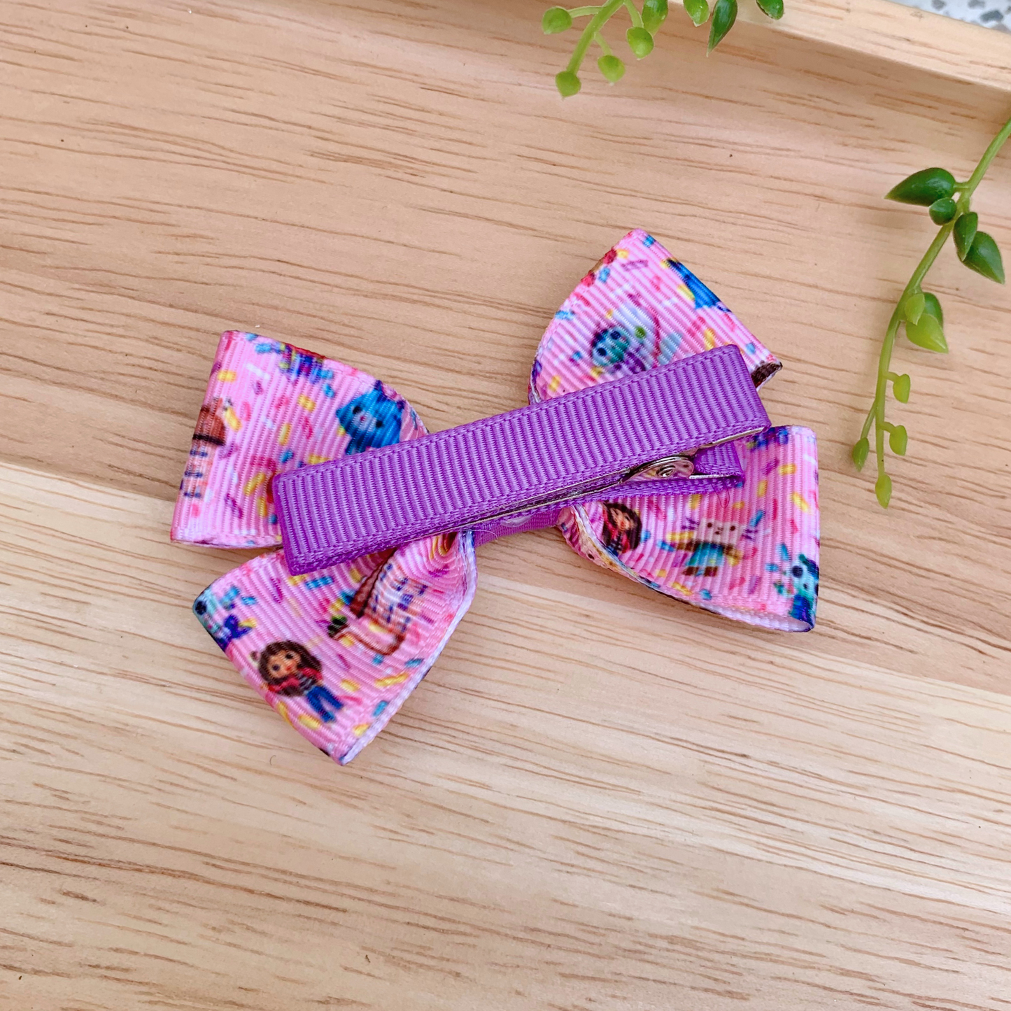 Pink Mini Worlds Double Bow Hair Clip