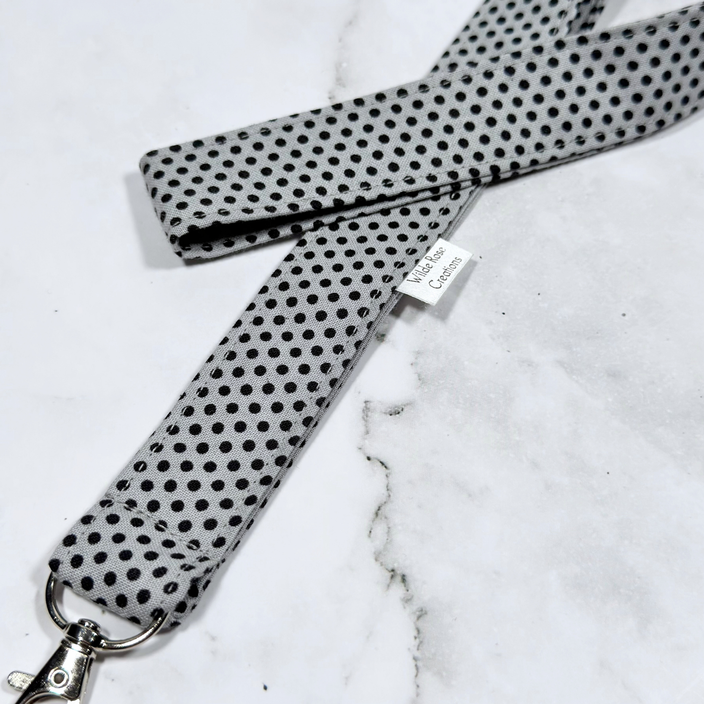 Grey & Black Dots Lanyard
