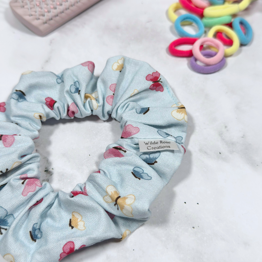 Light Blue Butterflies Regular Scrunchie