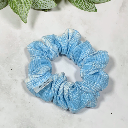 Light Blue Plaid Petite Scrunchie