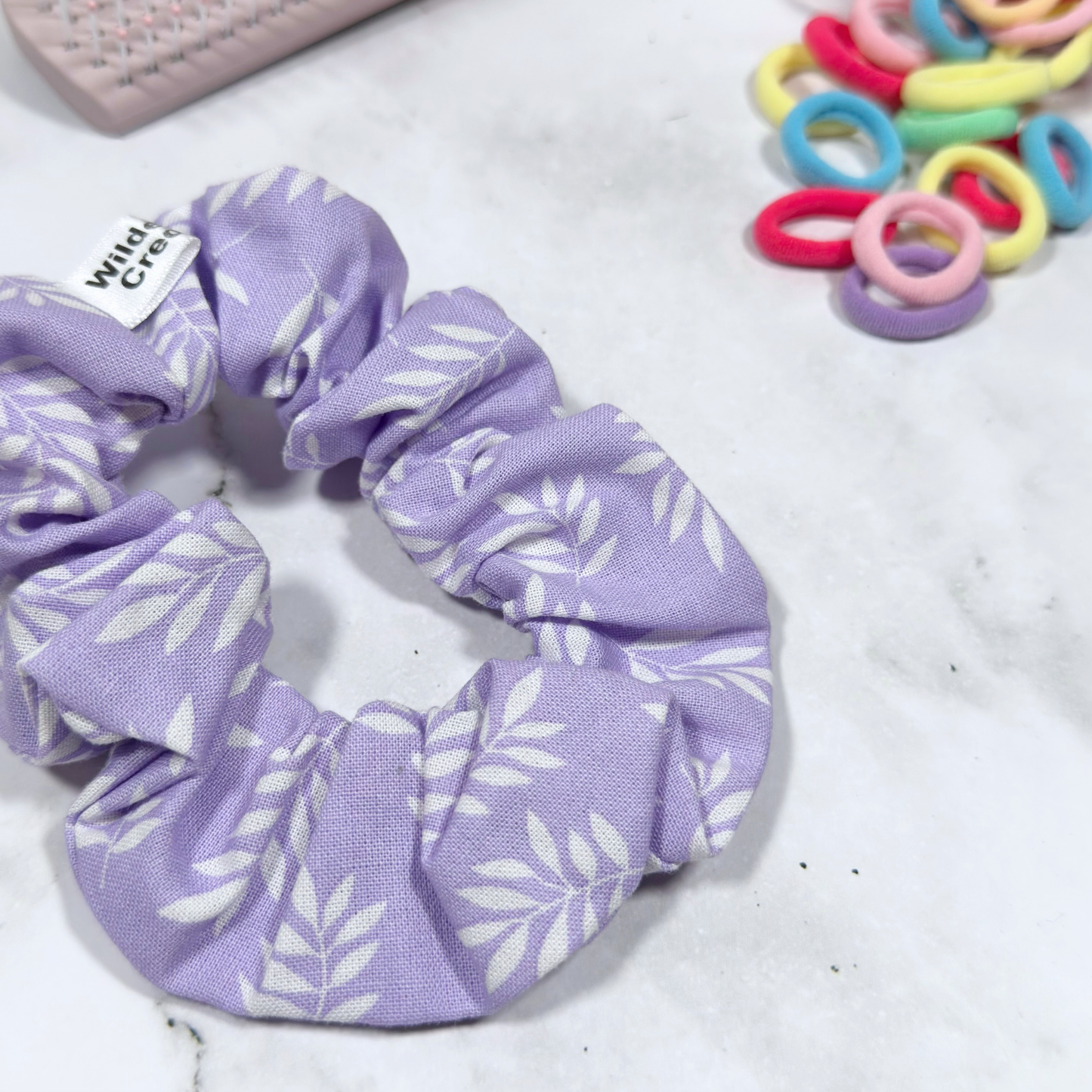 Lilac Leaves Regular Scrunchie