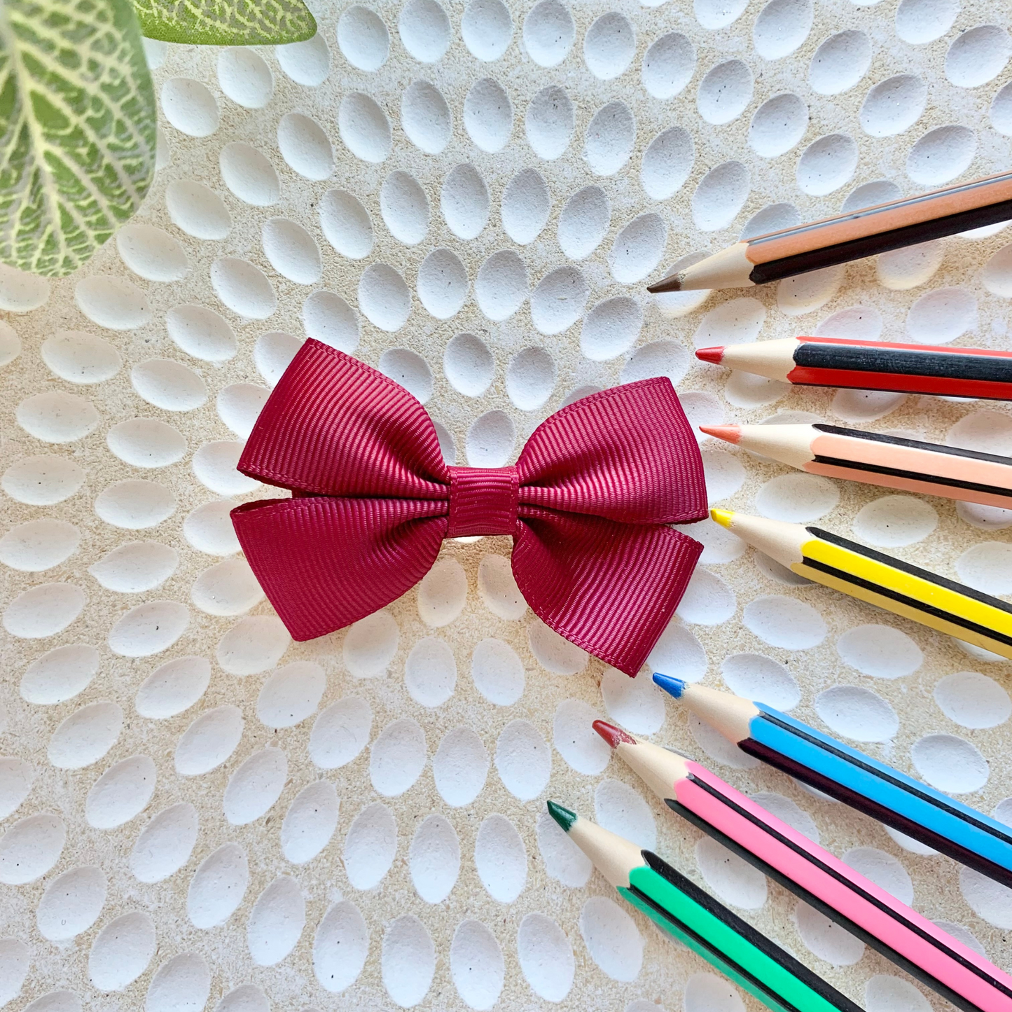 School Solid Colour Double Bow Hair Clips