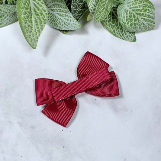 Maroon Small Bow Hair Clip