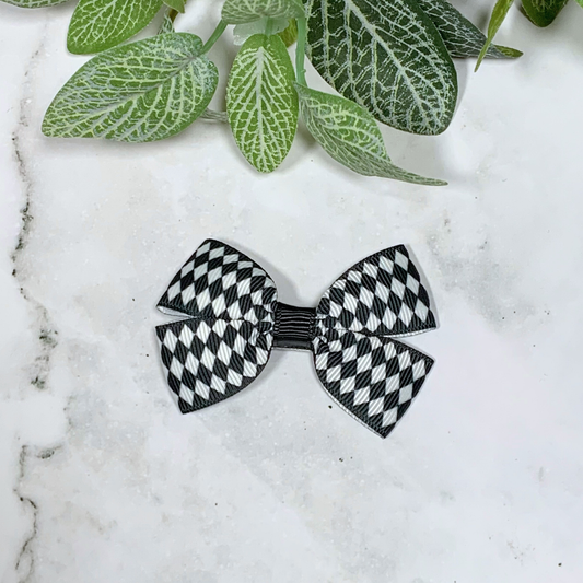 Monochrome Diamonds Small Bow Hair Clip