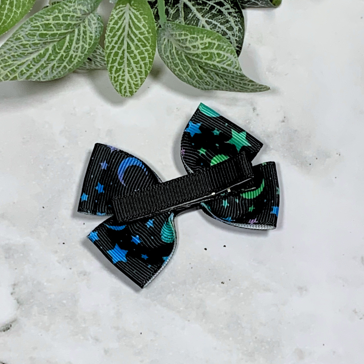Moon & Stars Small Bow Hair Clip