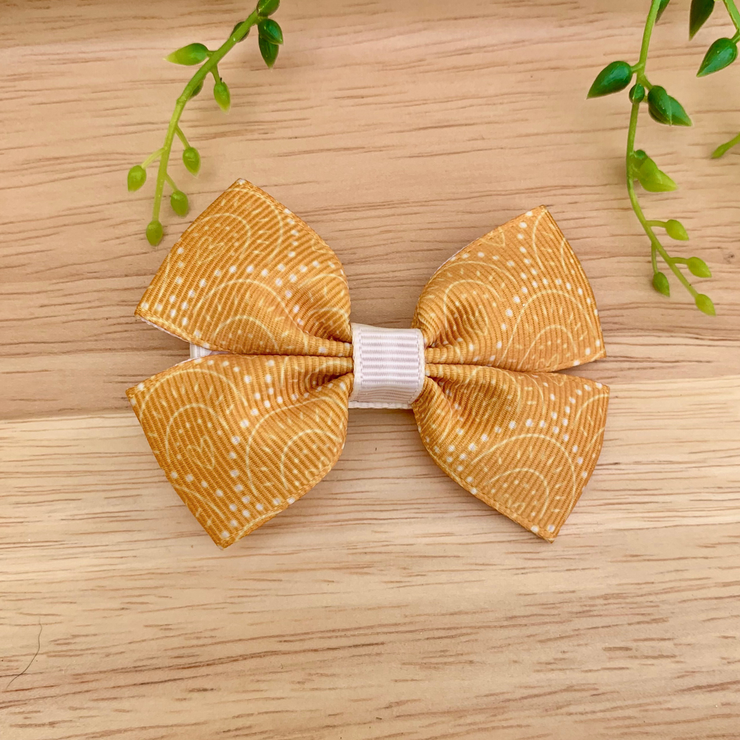 Mustard Boho Double Bow Hair Clip