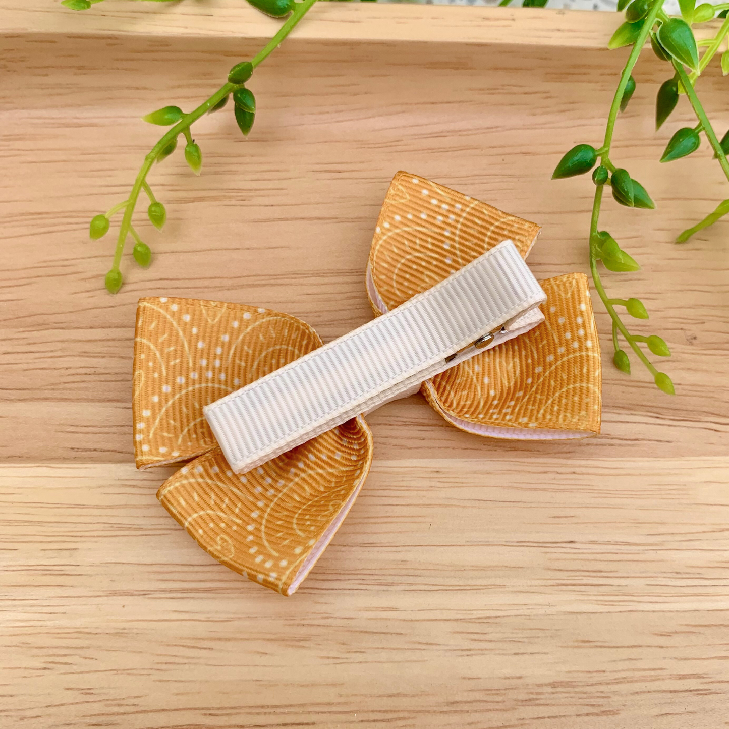 Mustard Boho Double Bow Hair Clip