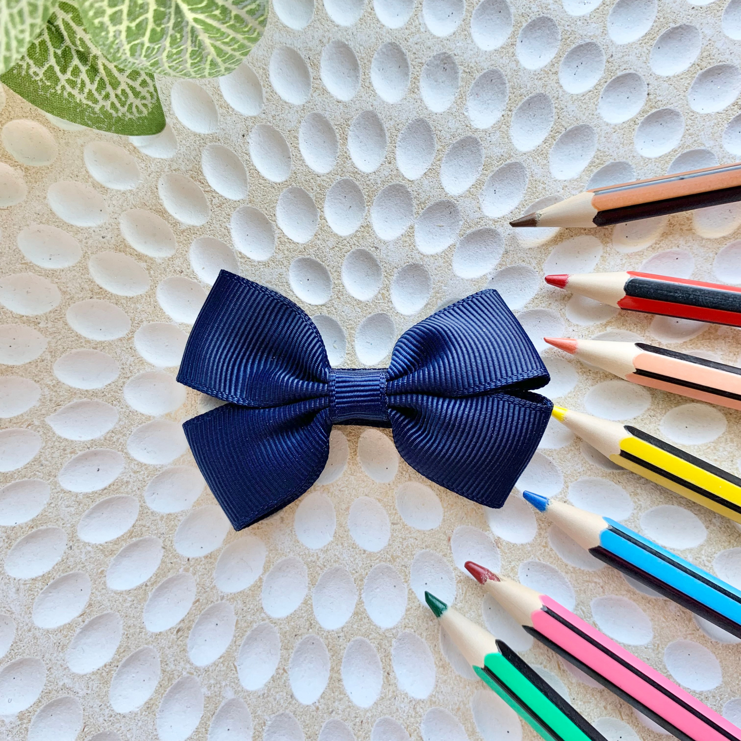 School Solid Colour Double Bow Hair Clips