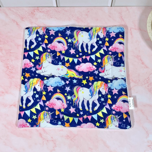 Navy Unicorn Face Washer