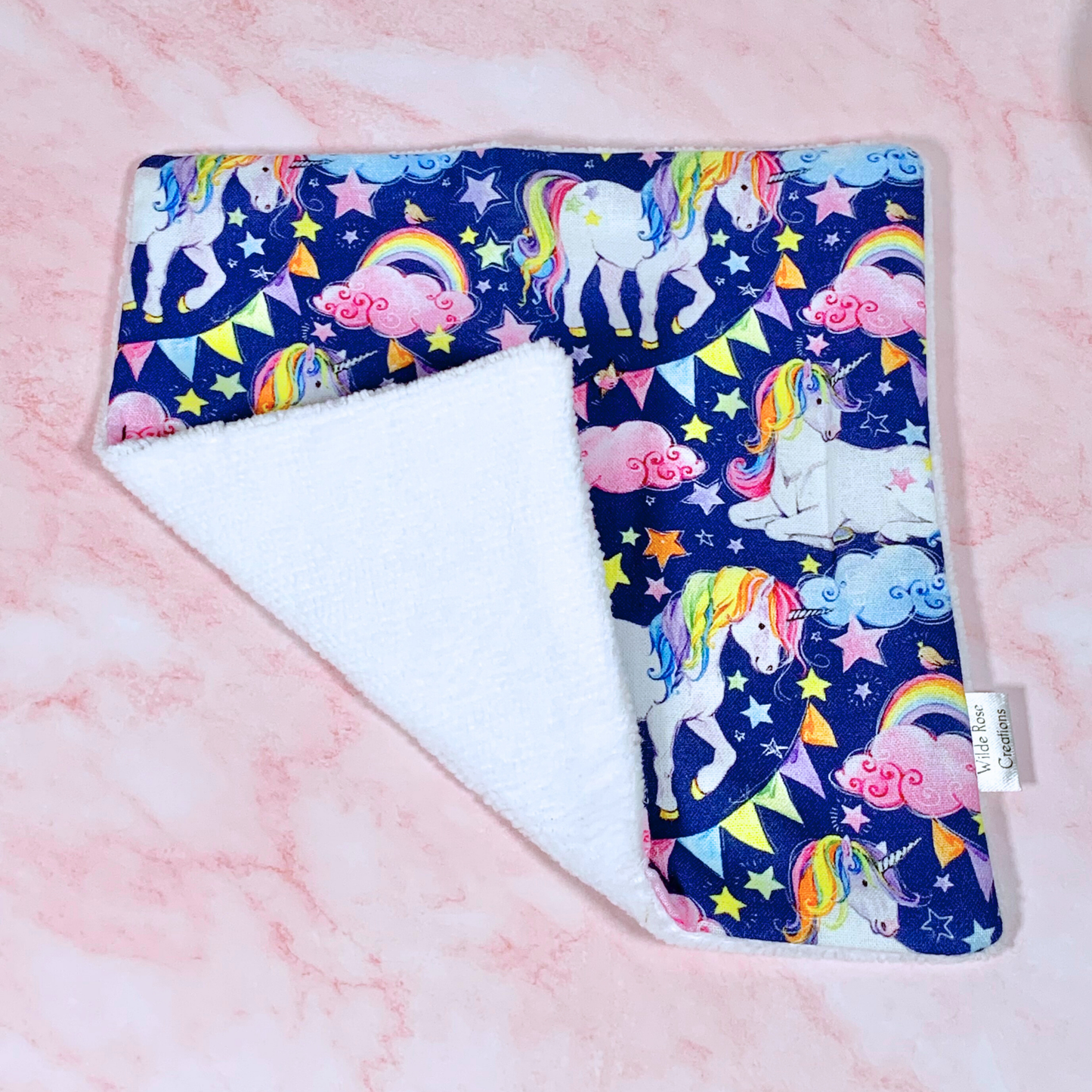 Navy Unicorn Face Washer