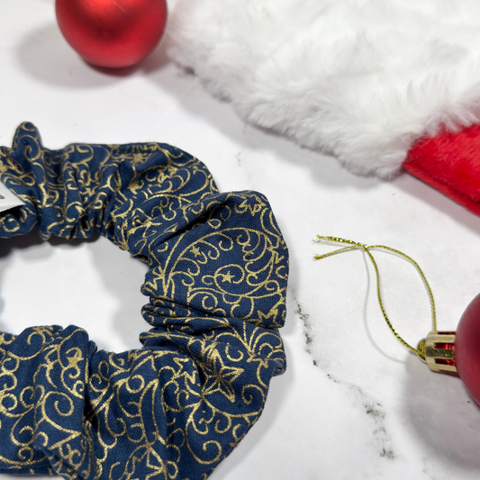 Navy & Gold Foil Regular Scrunchie