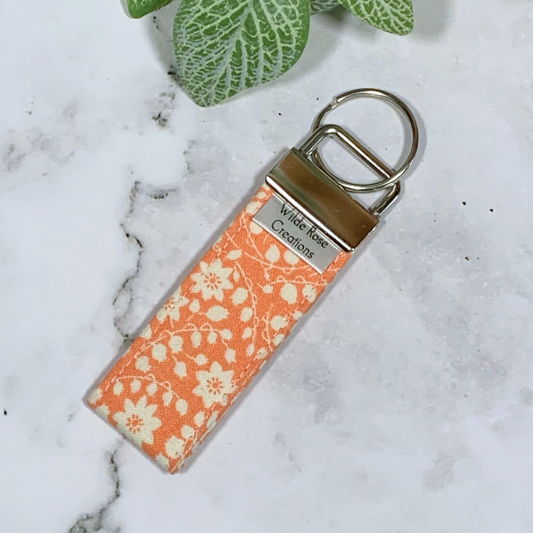 Orange Floral Fabric Keyring