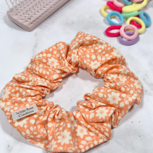 Orange Floral Regular Scrunchie