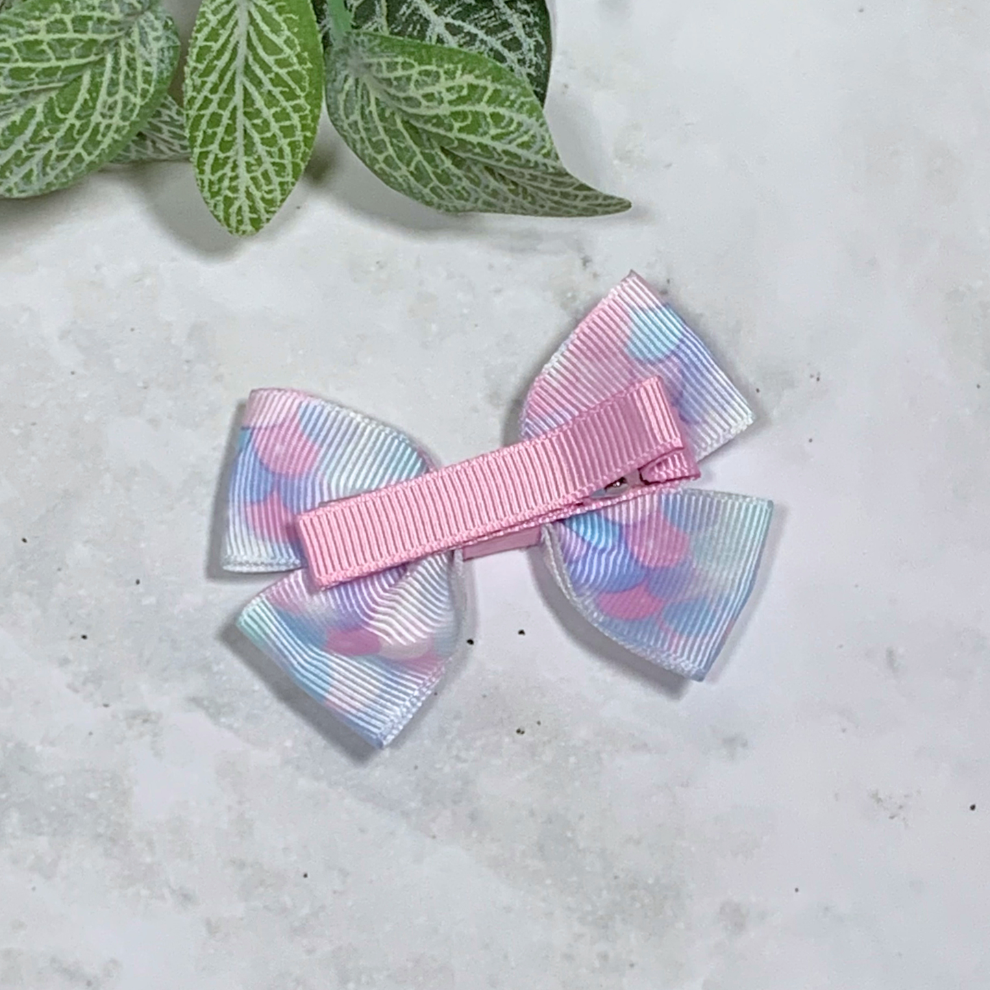 Pastel Mermaid Scales Small Bow Hair Clip