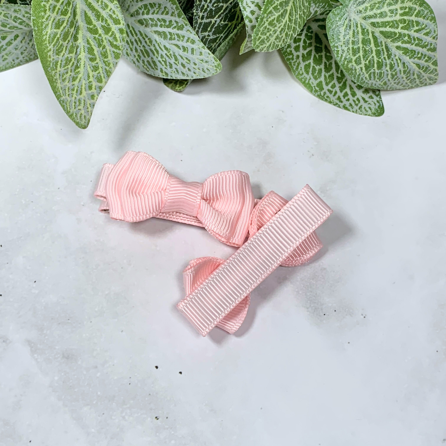 Pastel Pink Mini Layered Bow Hair Clip - set of 2