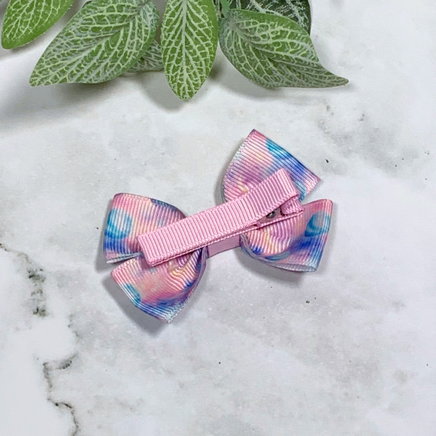 Pastel Planets Small Bow Hair Clip