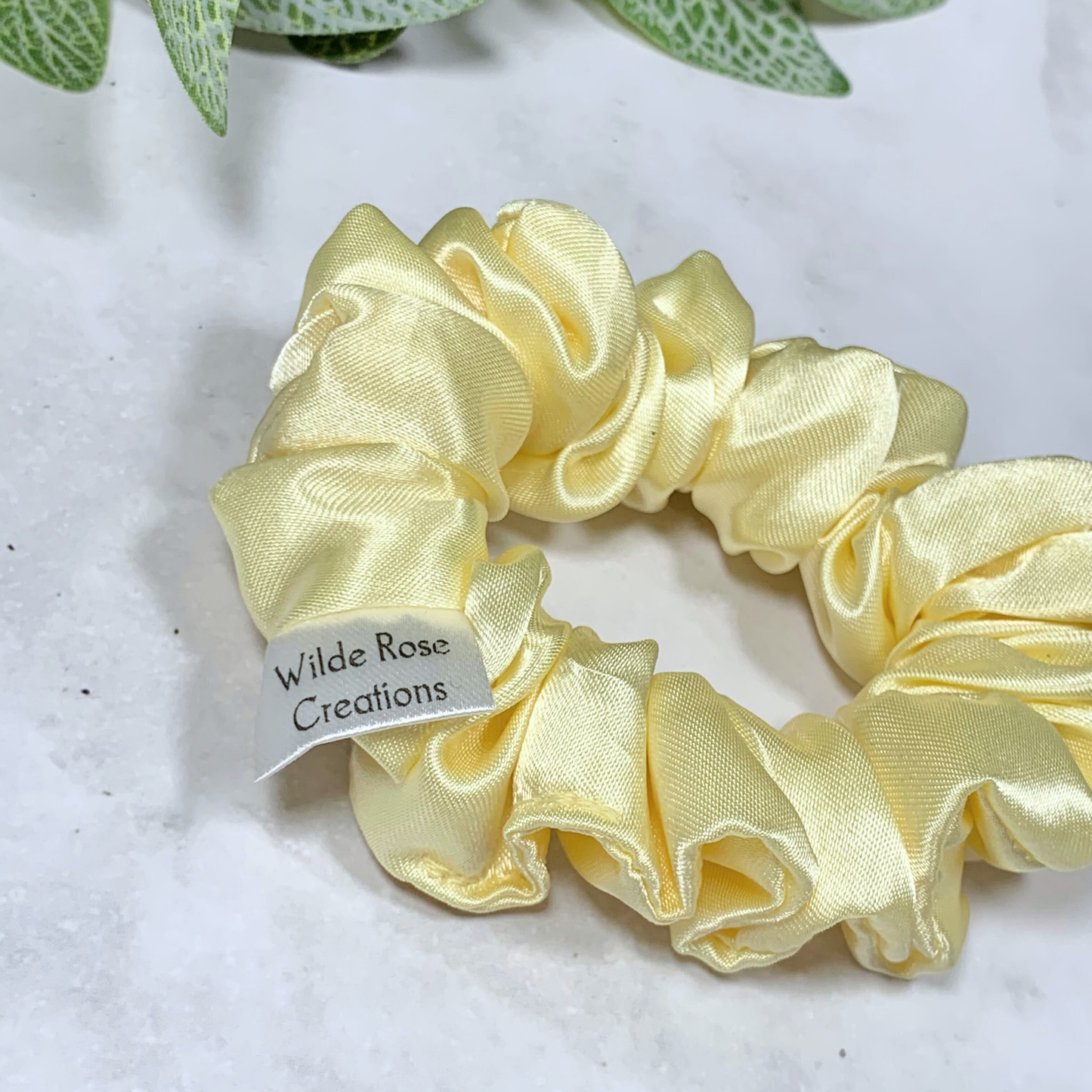 Pastel Yellow Satin Petite Scrunchie