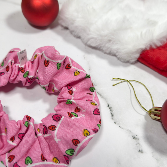 Pink Christmas Lights Regular Scrunchie