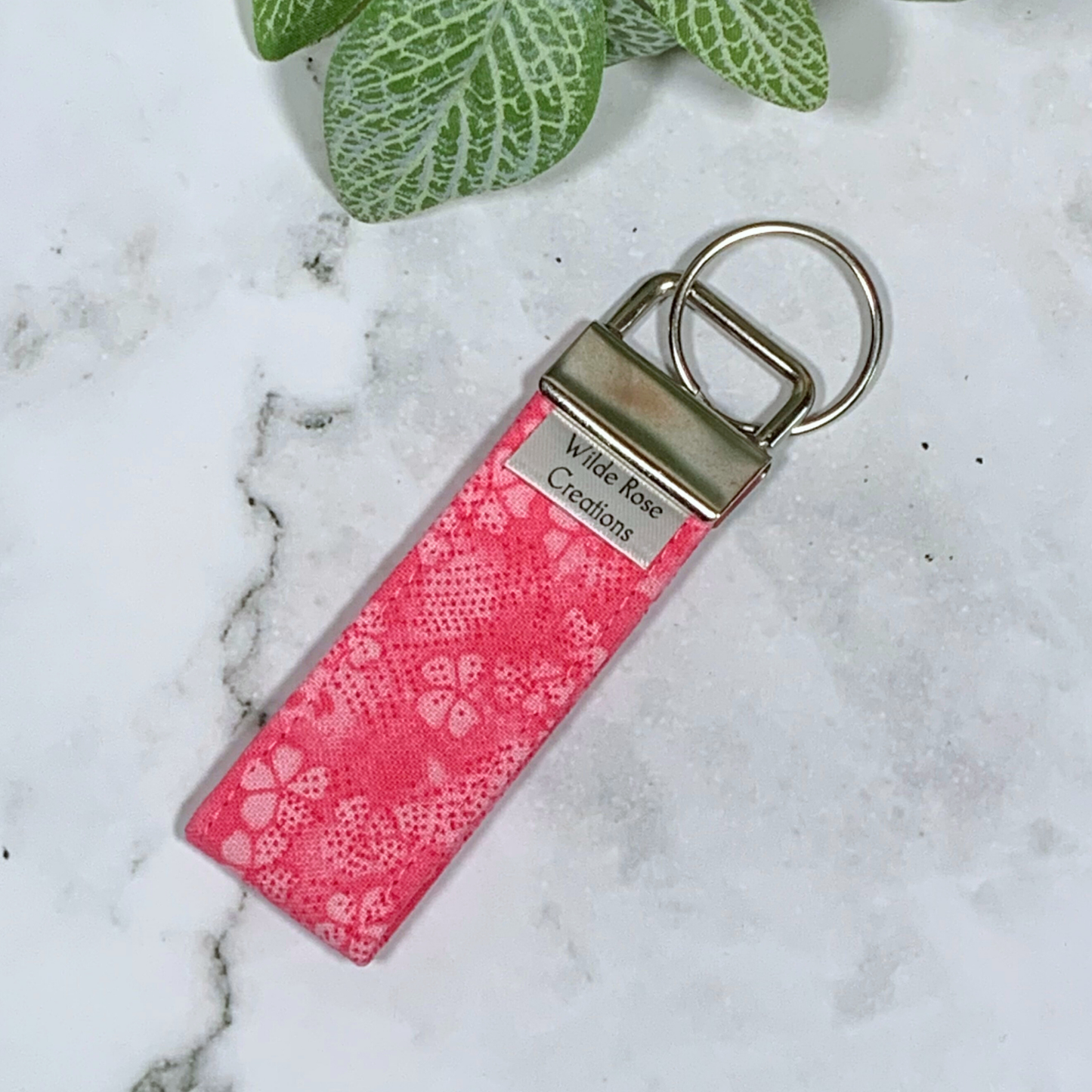 Dark Pink Flutter Fabric Keyring