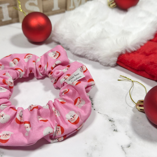 Pink Santa Heads Regular Scrunchie