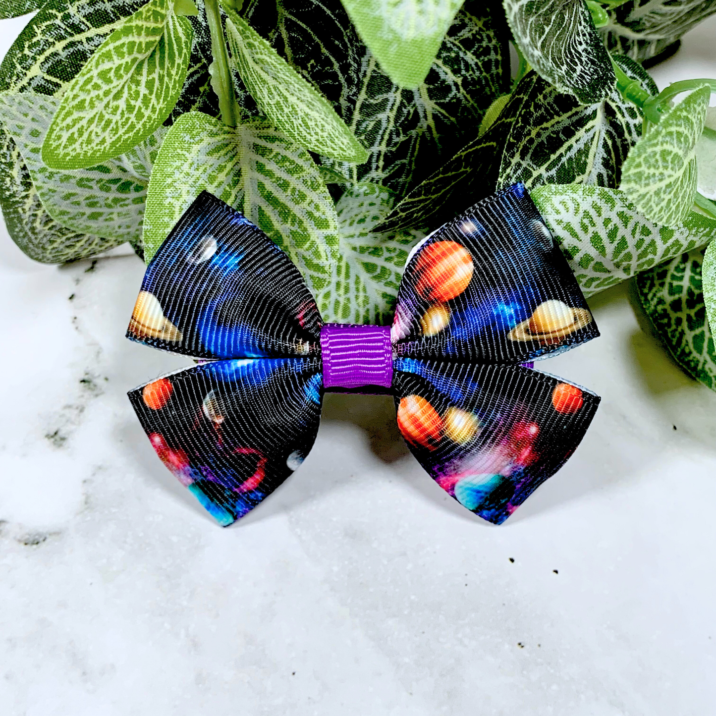 Planets Small Bow Hair Clip