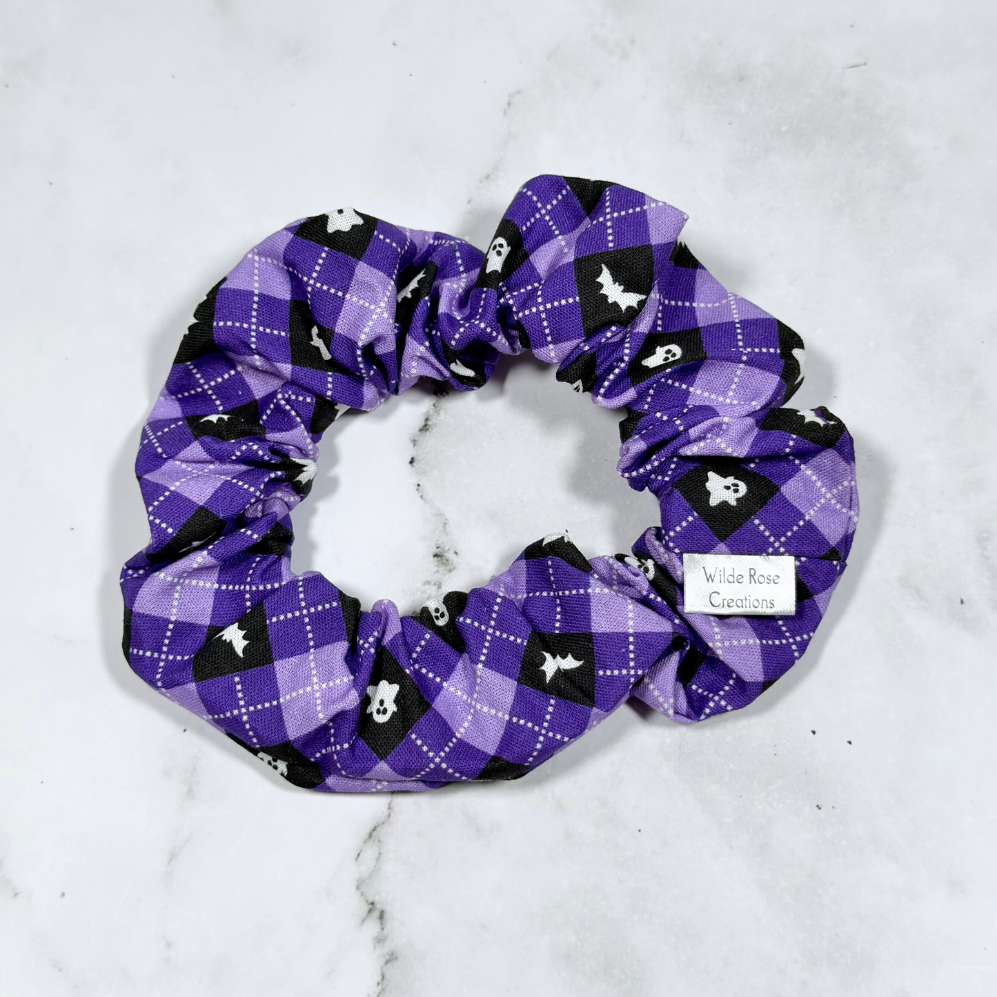 Purple Halloween Plaid Regular Scrunchie