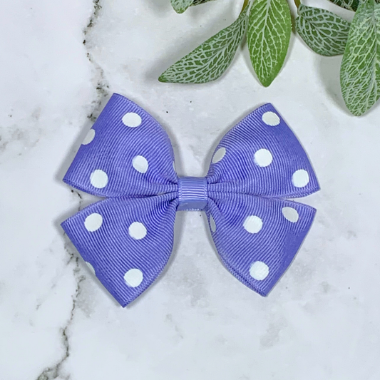 Purple Polka Dot Medium Bow Hair Clip