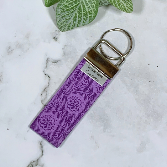 Purple Print Fabric Keyring