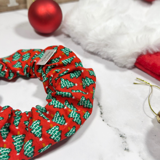 Red Christmas Tree Regular Scrunchie