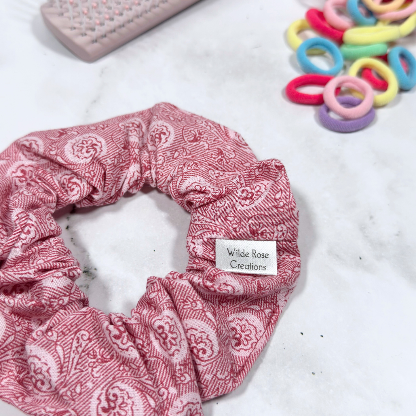 Red Denim Look Regular Scrunchie