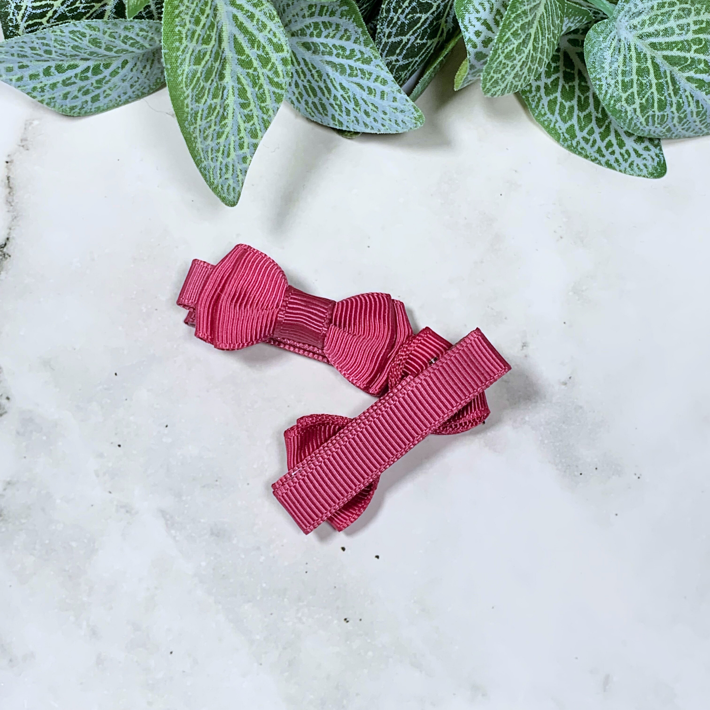 Rosewood Mini Layered Bow Hair Clips - set of 2