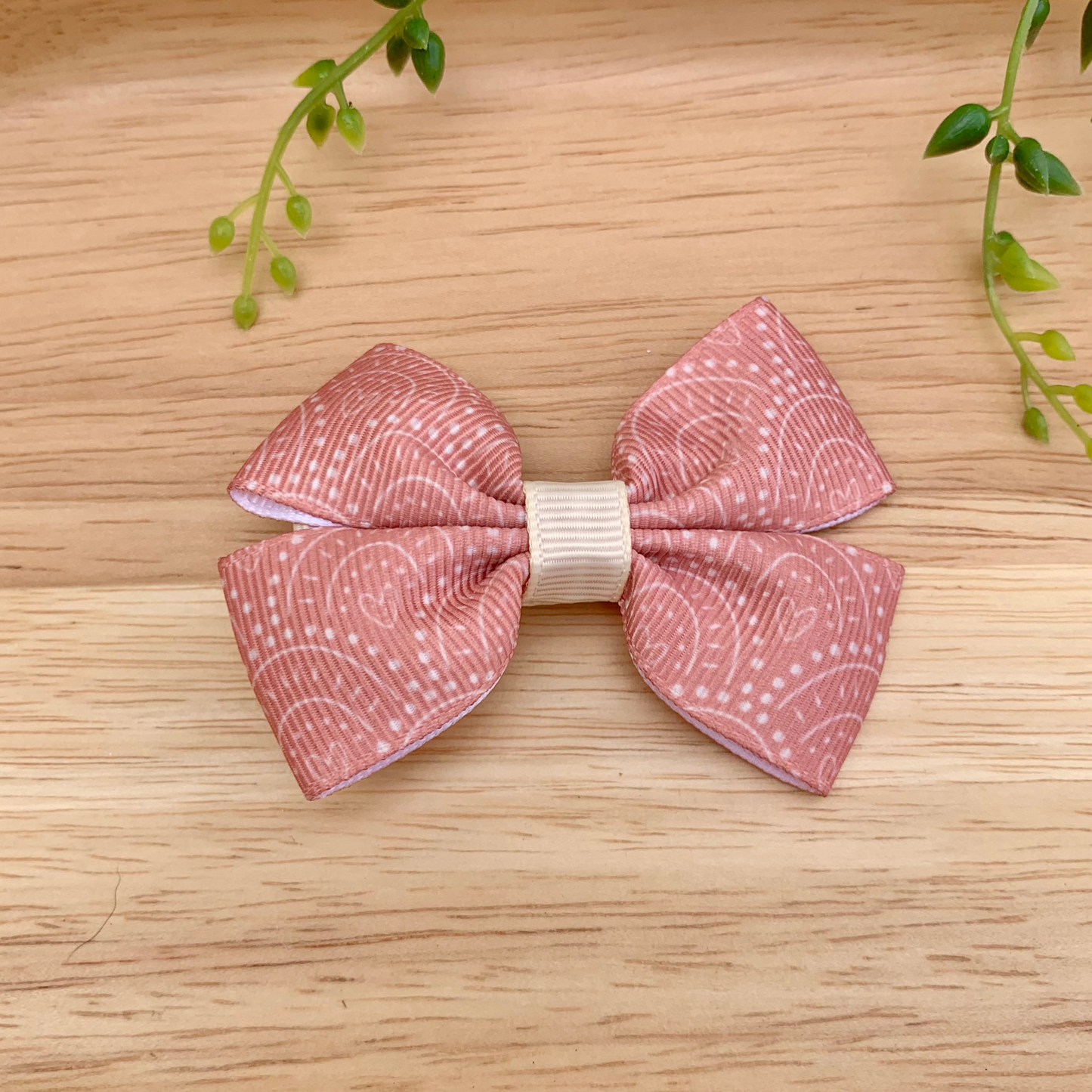 Salmon Boho Double Bow Hair Clip