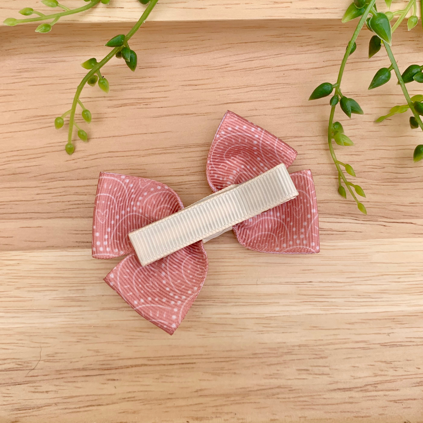 Salmon Boho Double Bow Hair Clip