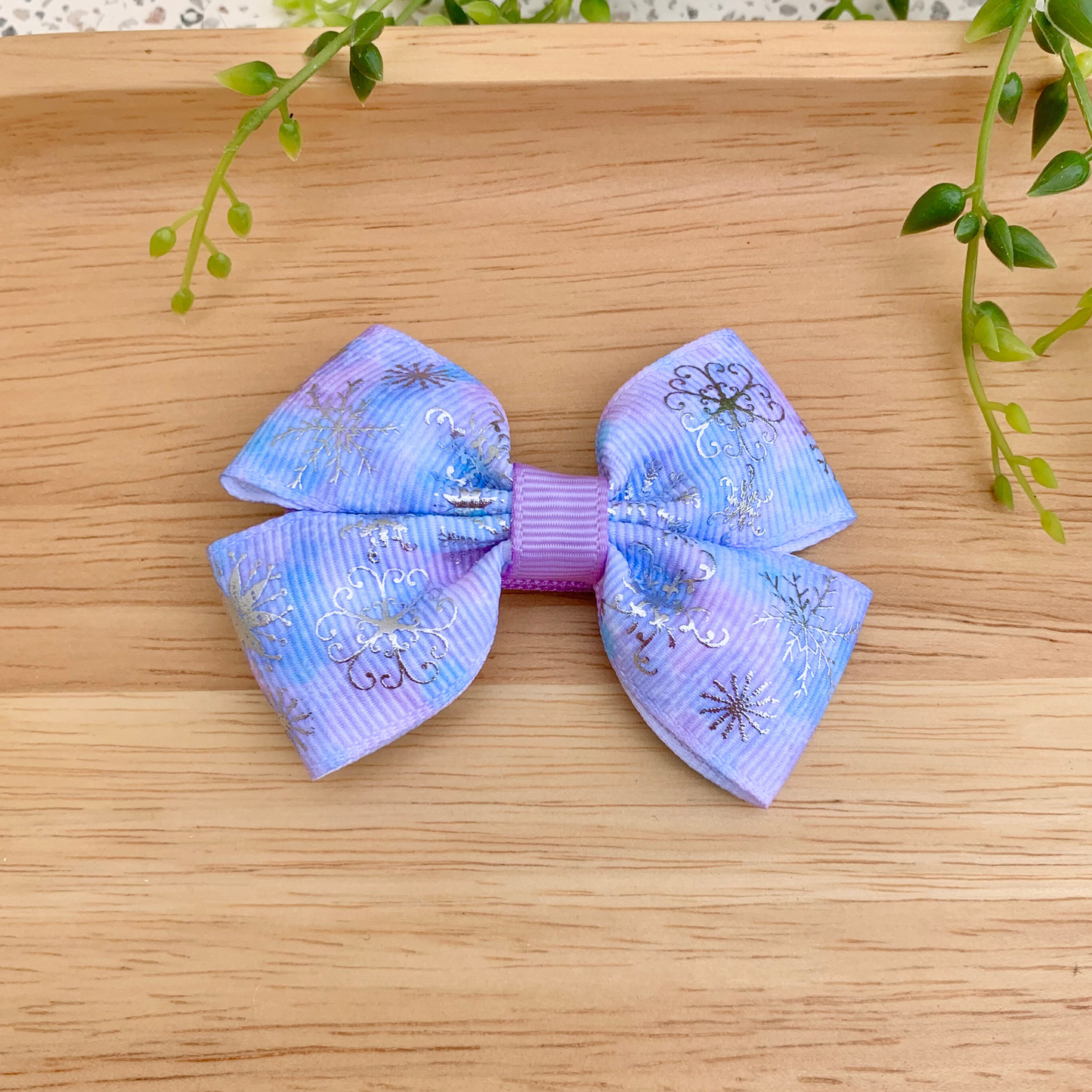 Winter Print Double Bow Hair Clip